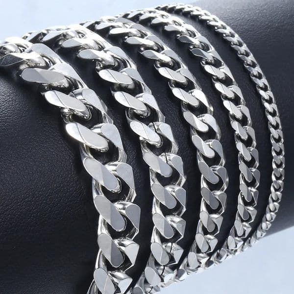 Trendy Cuban Chain Men Bracelet Classic Stainless Steel 3579mm Width Chain Bracelet For Men Women Jewelry Gift 251205
