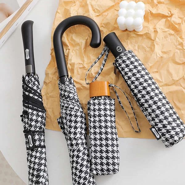 Designer Designer Houndstooth Long Handle Korean Fresh Lightweight 50% 70% Off woman Windproof Rainy Day Umbrella Goddess Free Shipping