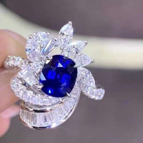 New Colorful Sapphire Gemstone High-end Rotating for Women Inlaid with Zircon Ring Light Luxury Fashion Jewelry