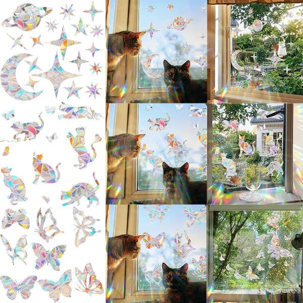 29 Stylels Rainbow Maker Sun Catcher Wall Stickers Cat Bird Star Mushroom Moon DIY Window Glass Electrostatic Prisms Sticker 251216