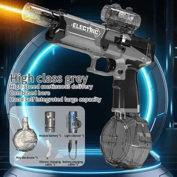 Battle Electric Water Gunswith Gun Muzzle Flame High Capacity Squirt Guns Summer Outdoor Beach Toy for Adultbluegray and Red H251216