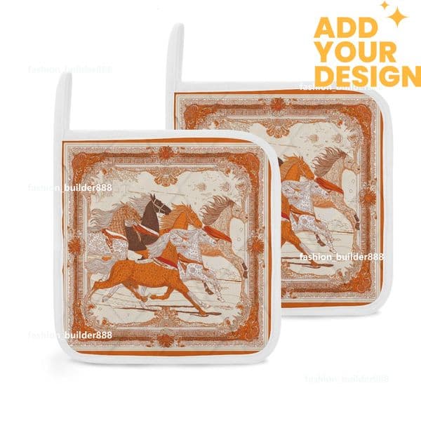 Custom Designer H Pot Holders Clearance for Kitchen Luxury Horse Pattern Heat Resistant Hot Pads Trivet for Cooking and Baking H49