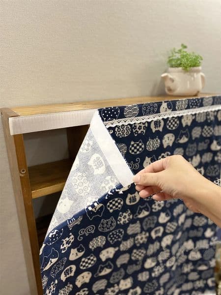 Strong Self Adhesive Small Curtains for Cabinets Hook and Loop Fasteners Shoe Rack Half Curtain Cotton Linen Dust curtain 251215