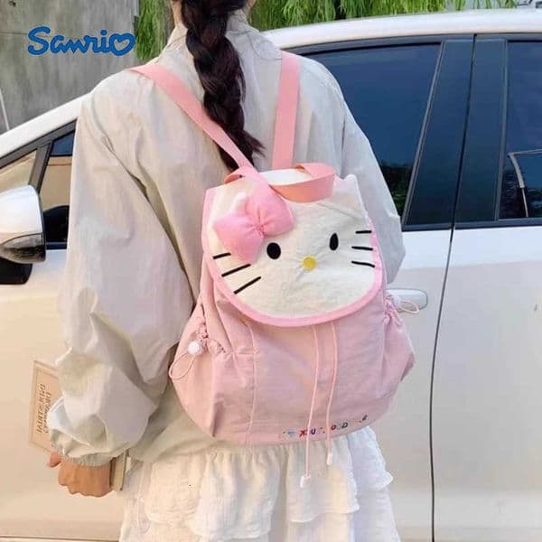Sanrio Kawaii Hello Kitty Backpacks Student Schoolbag Girls 2025 New Large Capacity Nylon Backpack Pink Mochila Infantil Menina Girls H251216