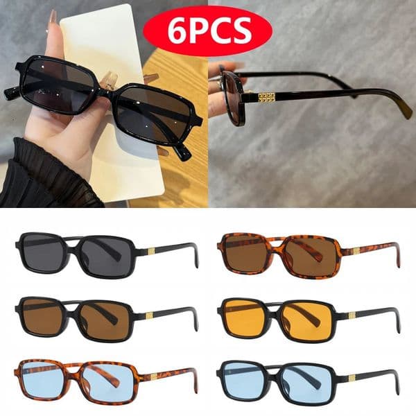 4pcs6pcs Small Square Sunglasses Set Retro Eyeglasses Minimalist Style n Sunshade UV400 Glasses Unisex 251205