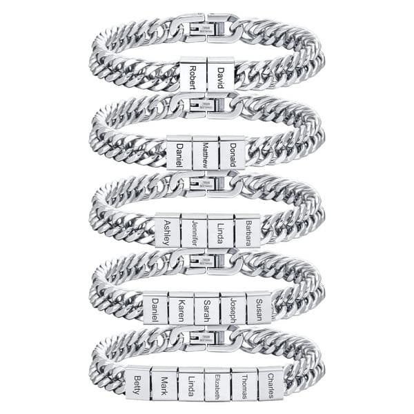MailLun Custom Family Names Men Cuban Chain Bracelet Personalized Names Men Bracelet Jewelry Gift Fathers Day Gift 251205