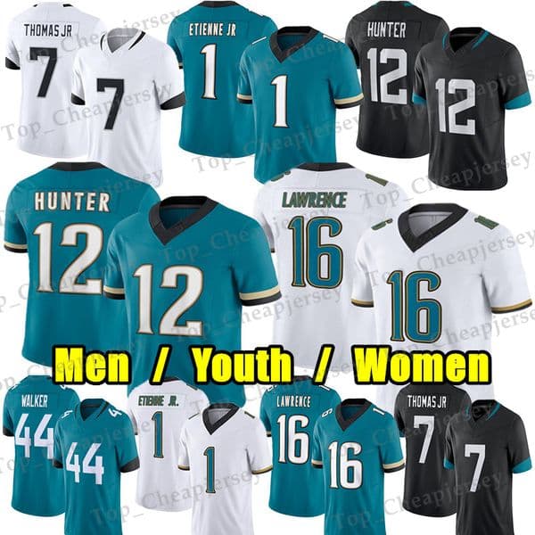 #12 Travis Hunter Football Jersey #16 Trevor Lawrence Travis Etienne Jr Jakobi Meyers Brian Thomas Jr Travon Walker Josh Hines-Allen Devin Lloyd Bhayshul Tuten jerseys