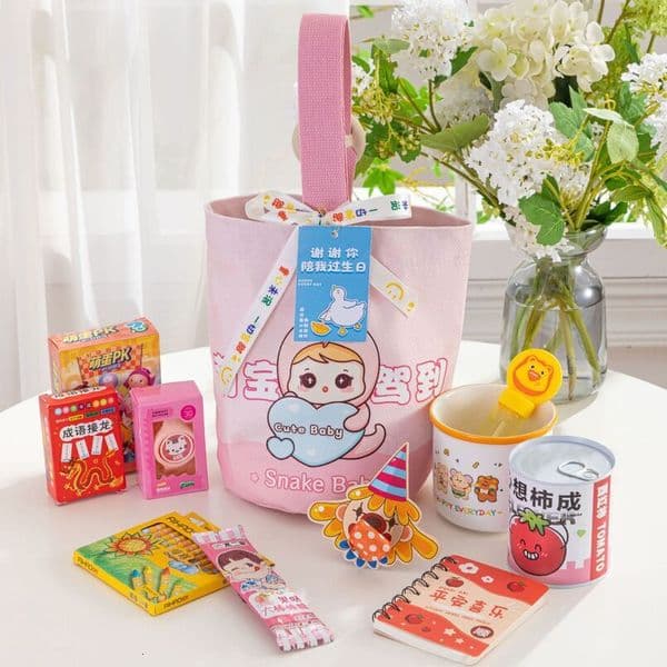 Cute Baby Cartoon Adorable Snake Ins Gift Canvas Bag Sam First Birthday Portable Handbag