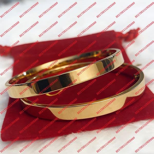 Bracelet Designer Bracelet For Women Luxury Gold Plated Bangle Bracelets High Quality No Stones Waterproof Tarnish Resistant Ladies Jewelry Size 16,17,18,19,20,21CM