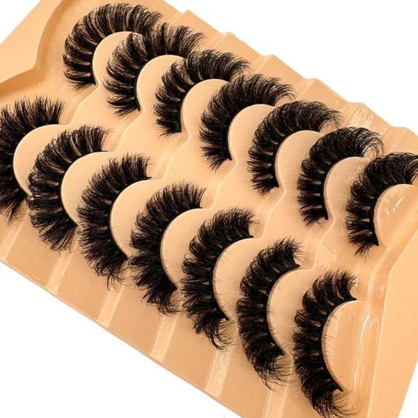 HBZGTLAD 7Pair Faux Mink Lashes Fluffy Natural Look False Eyelashes Volume Wispy Fox/Cat Eye Crossed Thick Fake Lashes Extension M251216