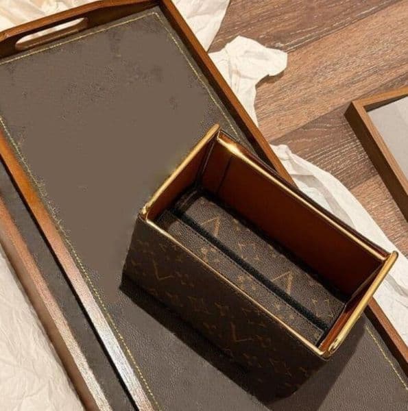 Designer classic L letter logo leather Home items storage box luxury Office desktop item Organization box Jewelry watch remote control key multi-purpose storage bin
