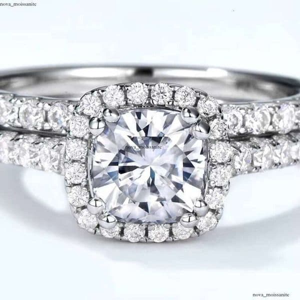 Fashion Luxury VVS Moissanite Jewelry Stackable Engagement Bride Ring