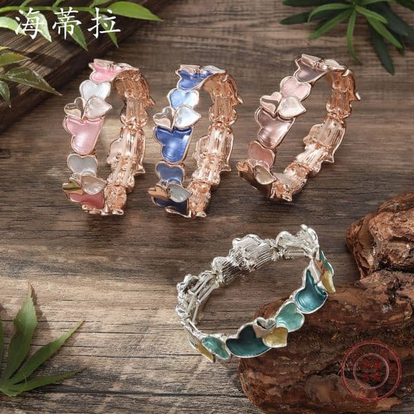 color painting oil geometric love elastic bracelet womens girlfriend versatile heart bracelet wholesale 251217