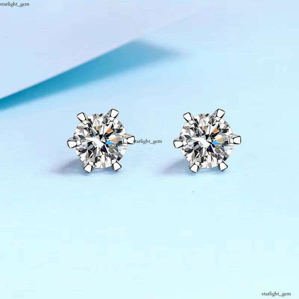 1CT Sandstone VVS Moissanite Women's Fine Jewelry Wholesale 925 Sterling Silver Exquisite Earrings GRA Certified