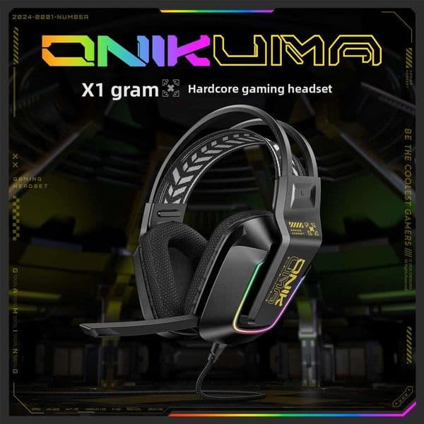 ONIKUMA Wired Over-Ear Headphones - Lightweight, Foldable, Portable, Stereo Bass, Crystal Clear Microphone, Compatible with Smar