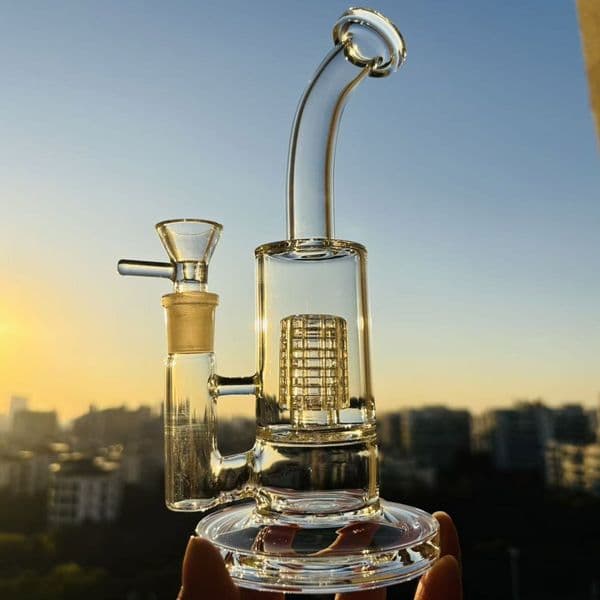 9.1inchs Thick Glass Water Bongs Hookahs Birdcage Perc Reycler Glass Water Pipes Bubbler Smoking Pipe Unique Bong With 18mm bowl