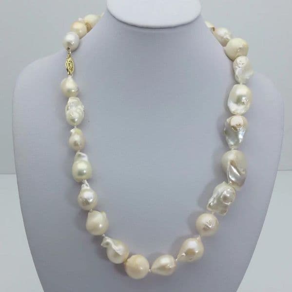 Natural Baroque Pearl Necklace 12-15mm White Pearl Necklace 18inch