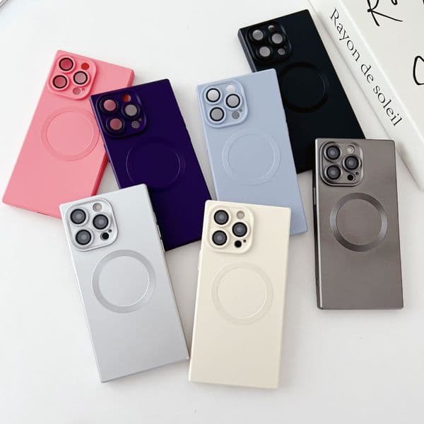 Solid Color Square Magnetic Phone Case Compatible with iPhone 17 Apple 16 Pro Max Skin Feel 15 Full Coverage 14 Export Soft