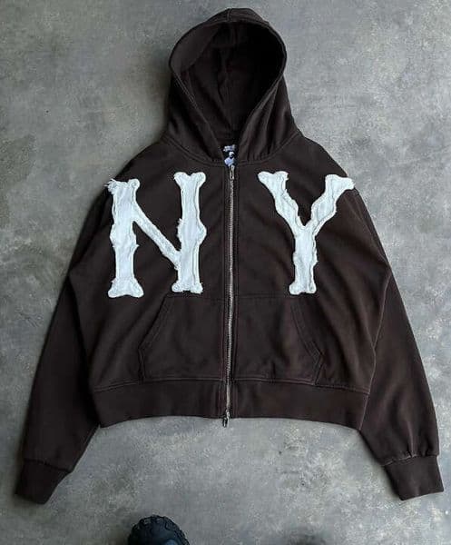 Hip-Hop Harajuku Letter Embroidery Casual Loose Zipper Hoodie Men American High Street Trend Retro Oversized Sweatshirt