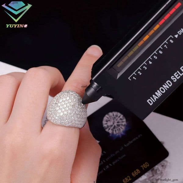 Oval VVS Moissanite Hip Hop 925 Silver Gold Plated Fashion Jewelry Factory Price Men's Cuban Ring