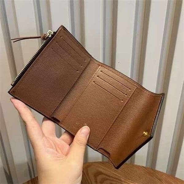 mini wallet Women Coin Purse Small Wallet Woman Card Holder Grain Beef Leather Lining Luxury Brown Flower Short Wallets Mini Wallets 41938