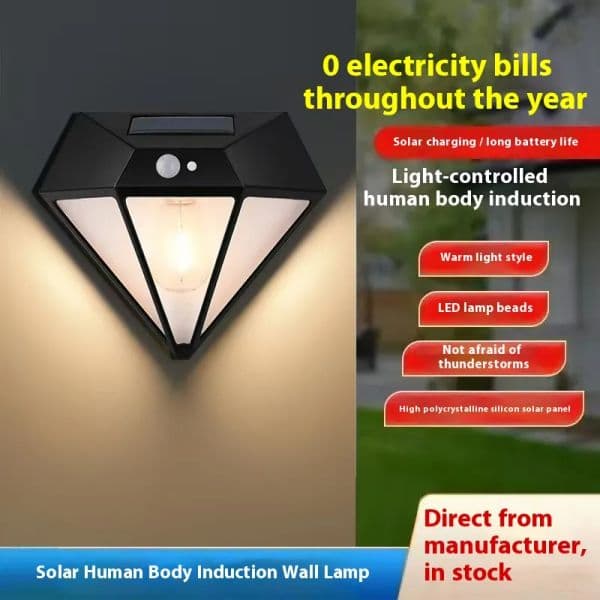 New Rural Solar Floodlight Cornucopia LED Design with Motion Sensor for Outdoor Garden and Villa
