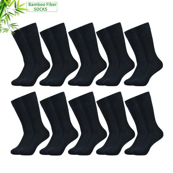 46810Pack Mens Black Bamboo Fiber Socks Soft Breathable Absorbent Four Seasons Dress 251216