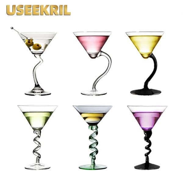 Creative Cocktail Glasses Cups Curved Martini Glass Cup Personalized Curved Martini Glass Goblet Drinkware Bar Home Accessories 251215
