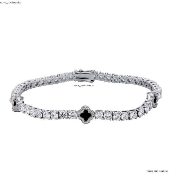 High-quality Clover Bracelet, VVS Moissaniteia Tennis Chain, 18K Exquisite High-end Feel for Women, Collarbone Chain Matching
