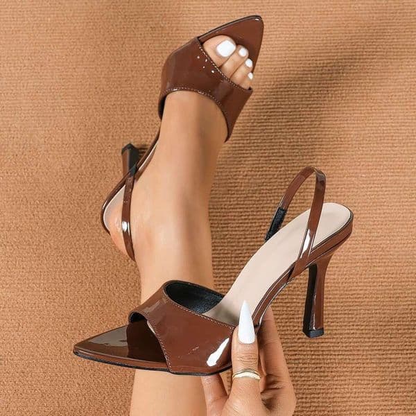 Ladies' Fashionable Pointed-Toe Open-Toe Stiletto Sandals, Featuring An Elegant Sophisticated Peep-Toe Design, Perfect Parties And Versatile For Various