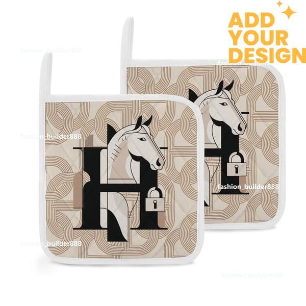 Custom Designer H Pot Holders Clearance for Kitchen Luxury Horse Pattern Heat Resistant Hot Pads Trivet for Cooking and Baking H72