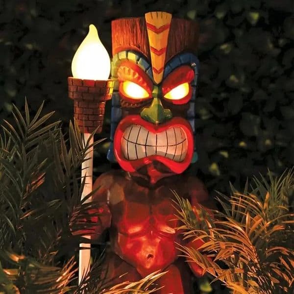 Tiki Totem Decor for Hawaiian Party Solar Tiki Lights Outdoor Statues BackyardTropical Decor Garden Statues for Outside Patio 251216