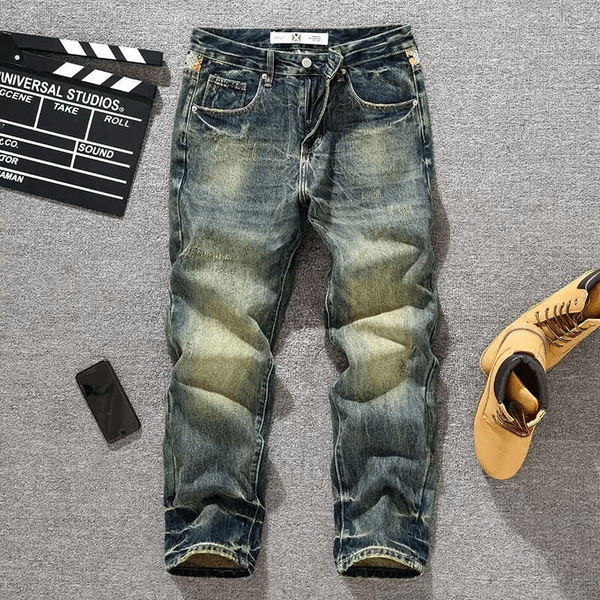 WOZK New style jeans men's pants slim fit high stretch denim leggings men's clothing versatile spring big pocket fashion designer jeans retro