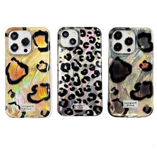 Minimalist Style Feather Gauze Leopard Print Apple 17/16 Pro Max Phone Case Compatible with iPhone 15/14 High-end Feel