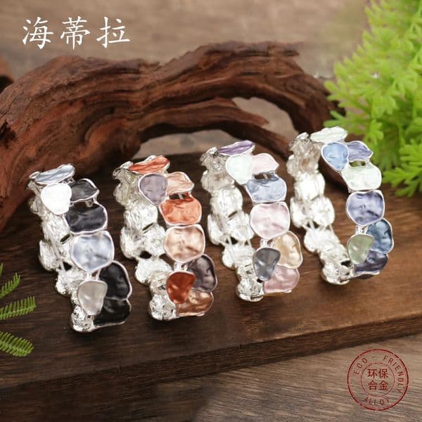 -selling color geometric square alloy elastic bracelet fashionable and high-end color oil womens bracelet 251217