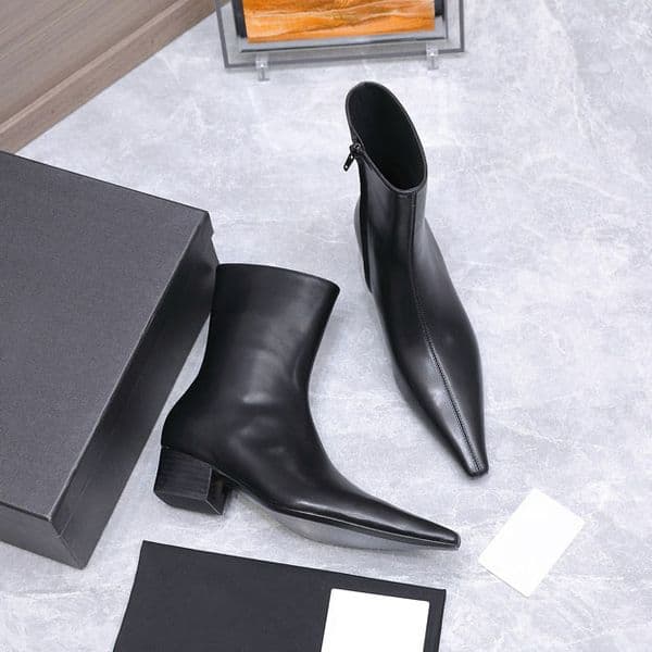 Top notch square toed ankle boots patch fashion boots zipper boots women's genuine leather dress shoes kitten high heels women's luxury boots