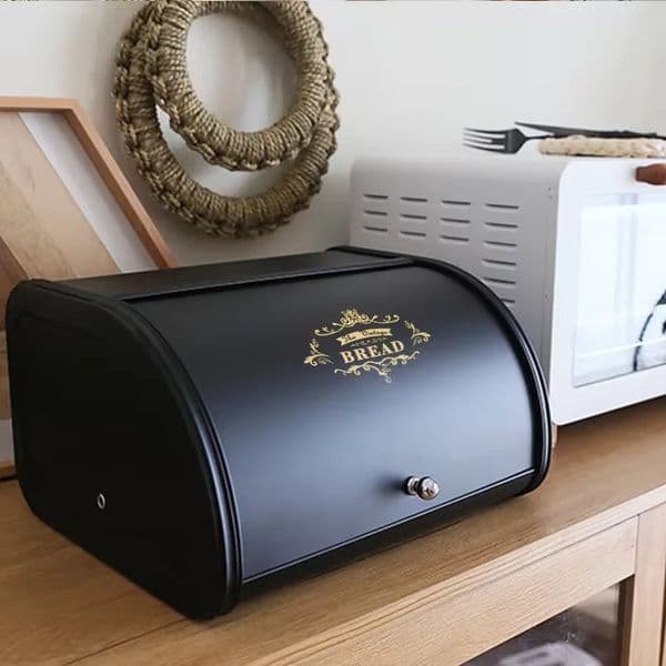 Metal Bread Box Black bread Bin Bread Storage box Food Storage Containers for Kitchen Large household Food Container 251213