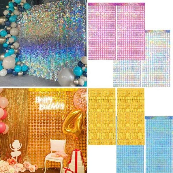 1-3Pcs Square Glitter Curtain Backdrop Gold Sliver Pink Shimmer Wall Decor Birthday Wedding Baby Shower Party Photo Background X251218