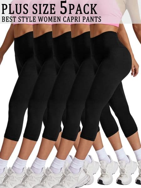 Plus Size 5 Pack High Waisted pants For Women Super Soft Tummy Control No See Workout Running Yoga Athletic Leggings y251211BANJIA