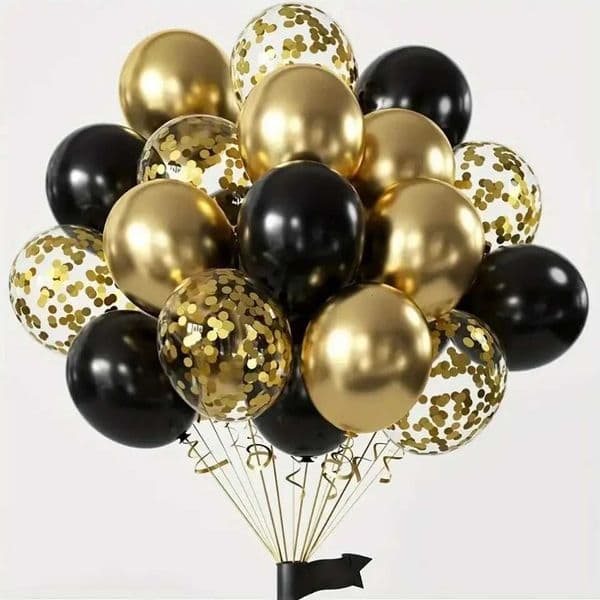 16pcs Black Metallic Sequin glitter Balloons for Birthday Wedding Valentines Day Graduation Party confetti Balloon Decoration X251218