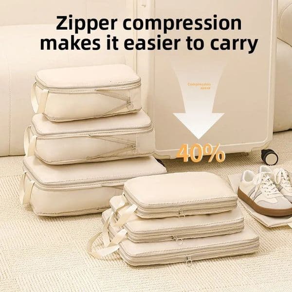 4PCS Travel Packing Cubes Set Compression Clothes Organizers for Suitcase Waterproof Luggage Storage Bags Drawer Organizers 251218