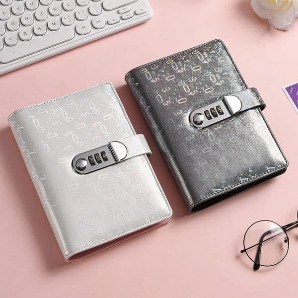 A6 Laser Combination Lock DIY Binder Notebook Cover Diary Agenda Planner Paper Cover School Stationery 251218
