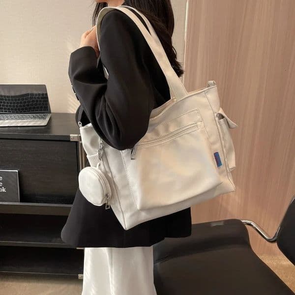 Simplicity Oxford Canvas Composite Shoulder Bag Solid Color Versatile Lazy Style Crossbody Large Capacity Commuter Tote 251210