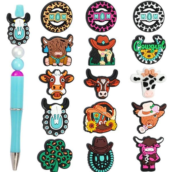 silicone cow pen charms to make pen silicone bead wholesale silicone focal bead suppliers