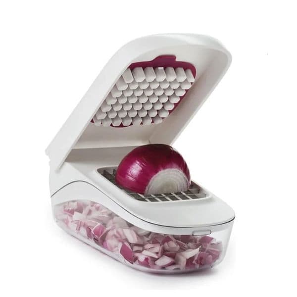 Vegetable Chopper with Storage Container Onion Fruit Dicer Chopper Easy Pour Opening Stainless Steel Blades Kitchen Accessories 251210