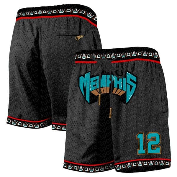 2026 new Black men's 12 pocket zipper ic retro MEMPHIS embroidered shorts, breathable and fashionable casual sports basketball shorts free s