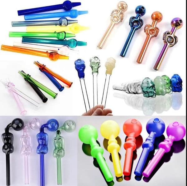 Smoking Glass Pipes Curved Glass Oil Burner Pipe Different Colored Balancer Water smoking pipes Smoking Accessories