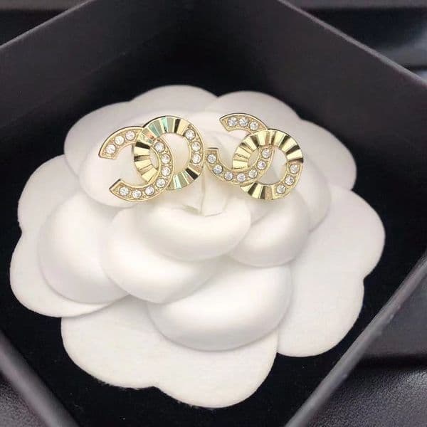 Luxury Earrings Designer Jewelry 18K Gold Plated Letters Stud Earrings Geometric Women Crystal Rhinestone Pearl Earring Wedding Party Gift