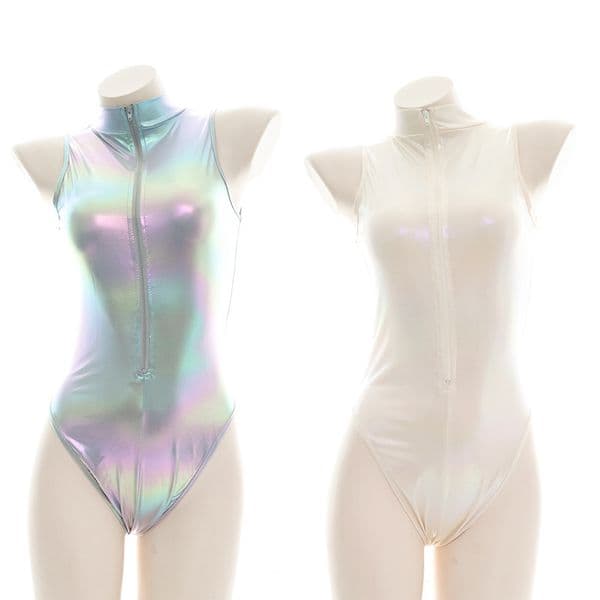 Stage Wear Anime Laser Japanese One-piece Swimsuit Sexy Reflective Bodysuit Women's Tights Student Swimwear School Girls Costume Cosplay