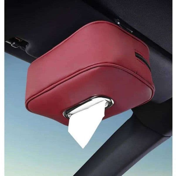 2025Car Holder Microfiber Leather Car Center Console Armrest Napkin Box Sun Visor Backseat Tissue Case with Fix Strap 25H1218